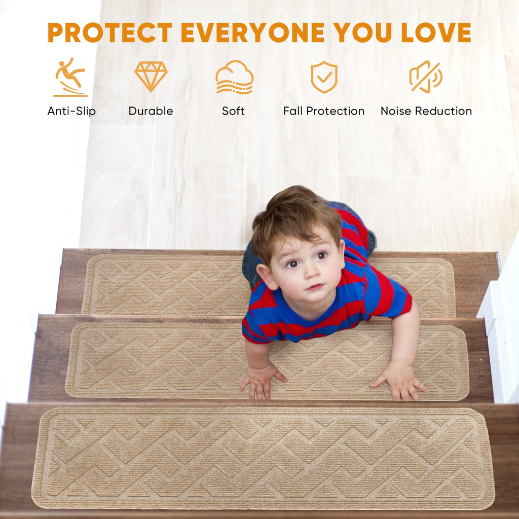 Runner, 15 Pack 8"×30" Carpet, Carpet for Stairs, Beige