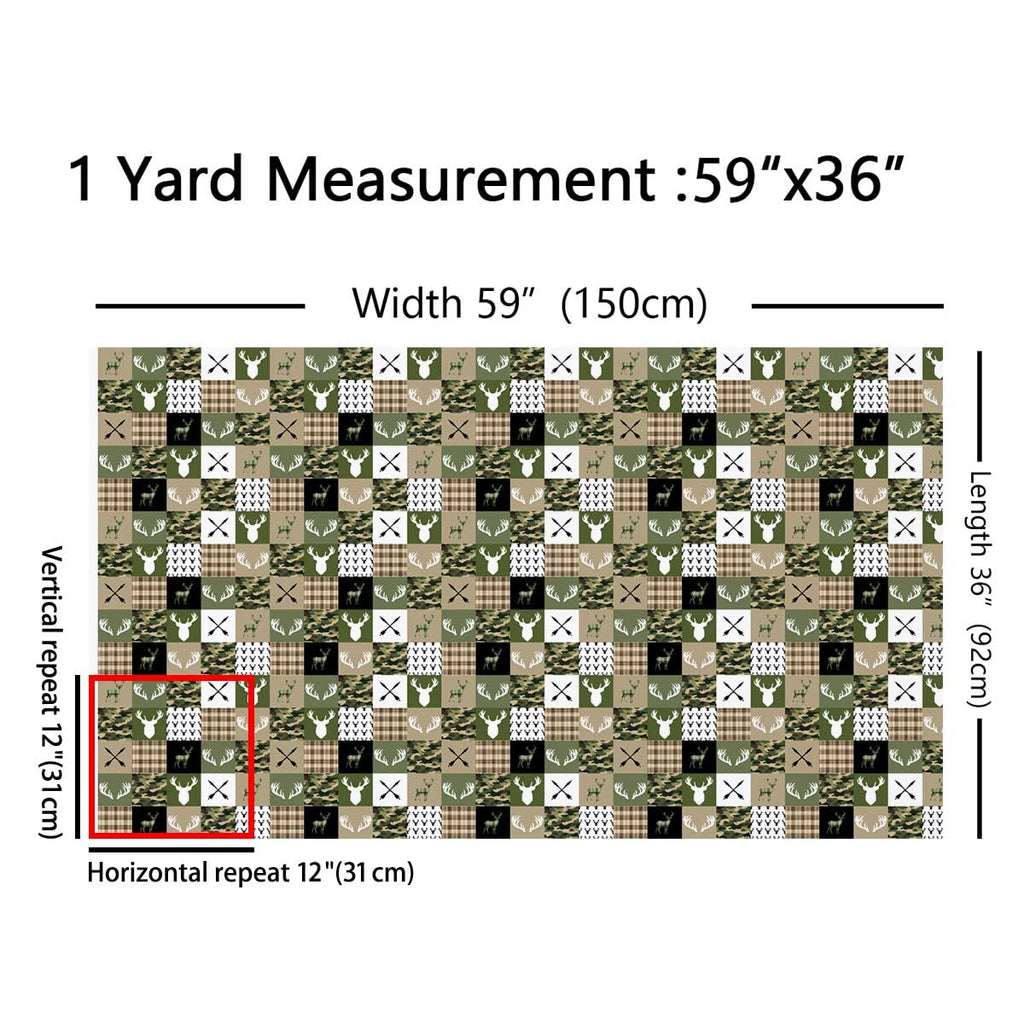 Hunting Deer Green Camo Fabric by The Yard
