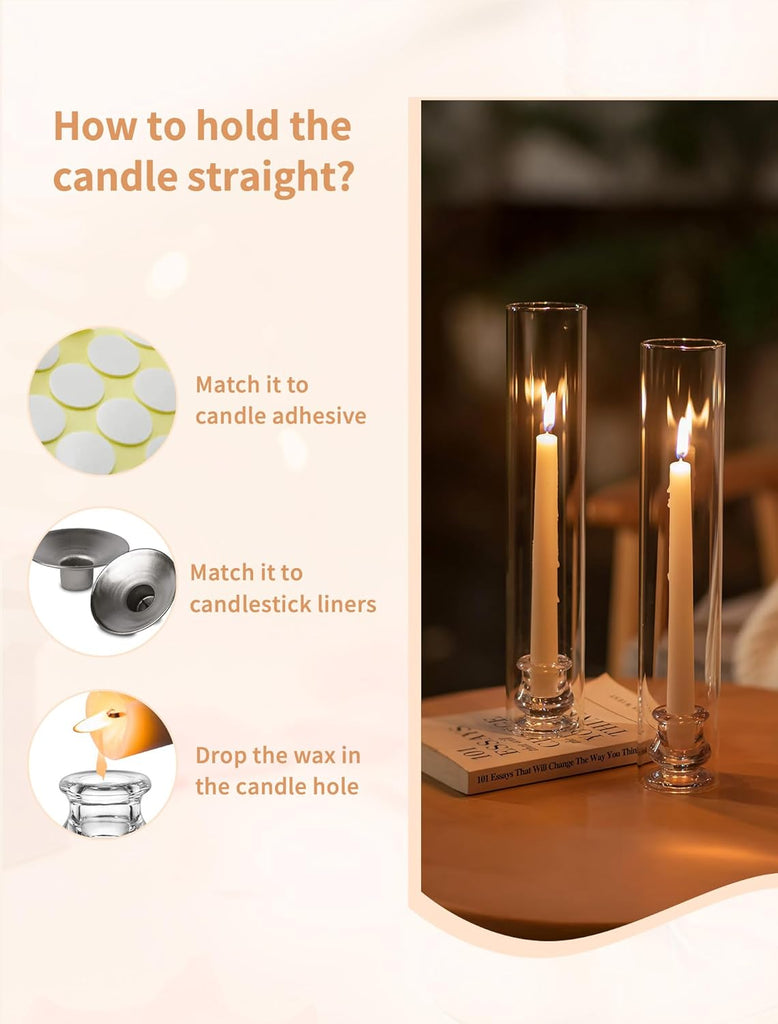 Hurricane Glass Candle Holders: Set of 30 Candlestick Holder with Thickend Windproof Chimney Covers - Tall Taper