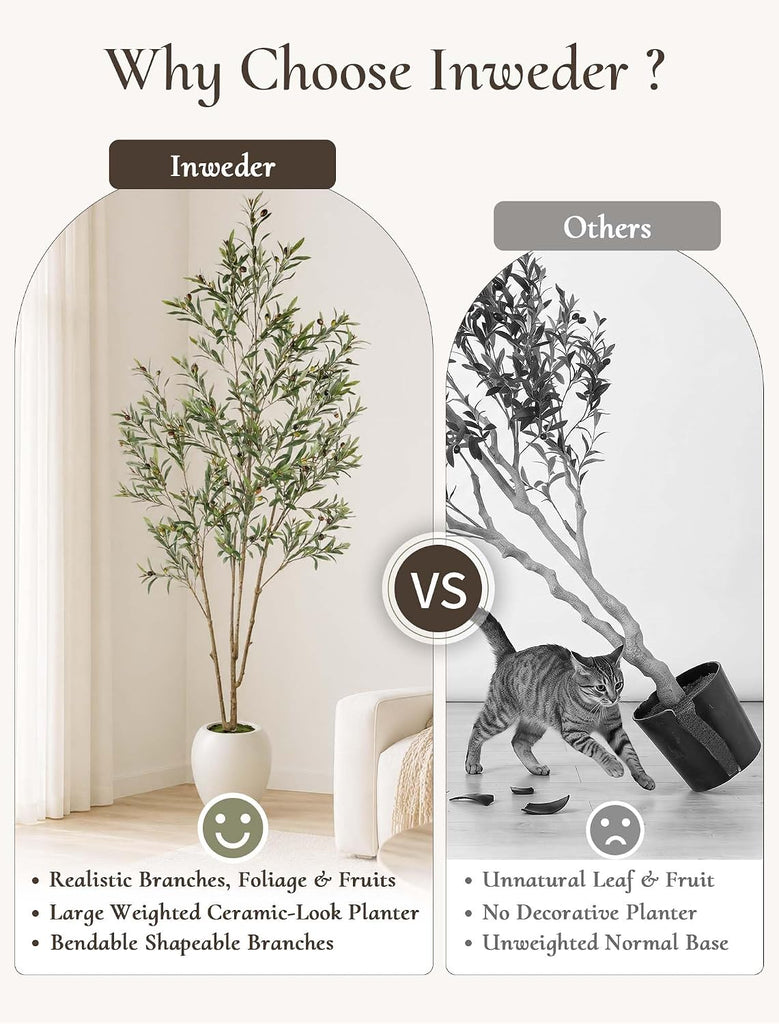 Olive Tree 7 ft with Large Pot: Tall Artificial Indoor Plants