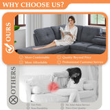 Wakefit Sectional Sofa Couch, Modern 4-Seaters Living Room Furniture Sets with Chaise Lounge