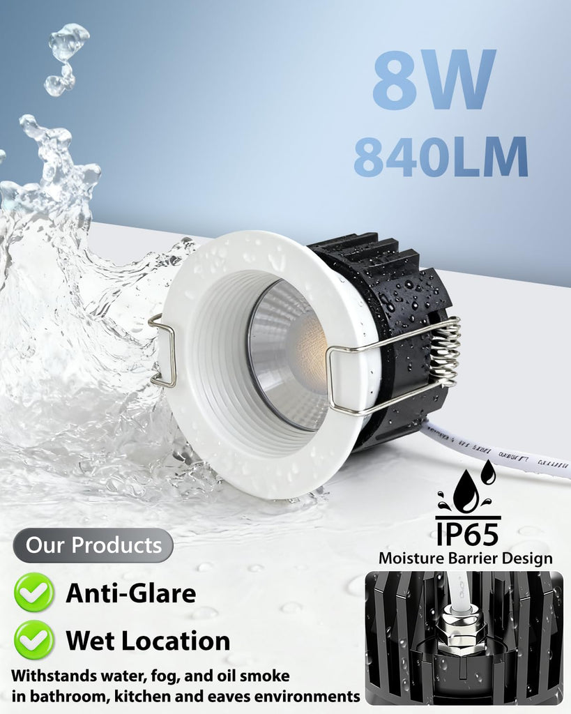 12 Pack 2 Inch 5CCT Anti-Glare LED Downlight, Recessed Ceiling Light