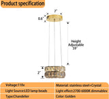 Led 11.8" Gold Ring Crystal Chandelier, Modern Dimmable Chandeliers Lighting and Hanging Adjustable, LED Round Ceiling Light Fixtures for Dining Room Living Room A122-B0D832CZDM