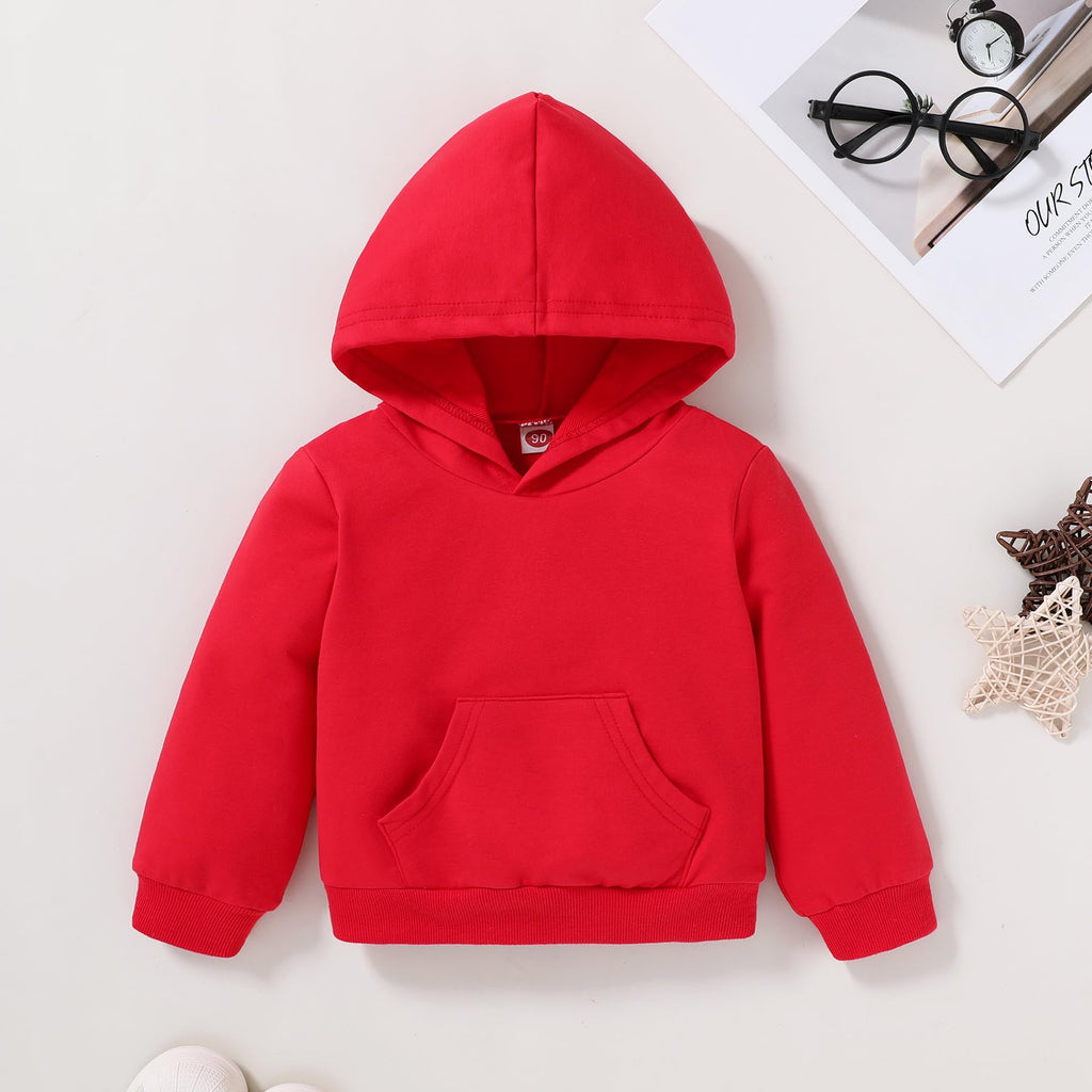 Baby Outfits for Girl Boy Toddler Sweatsuit Hoodie Set (Solid Color-Red, )