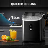 Nugget Ice Maker Countertop with Soft Chewable Ice, Portable Sonic Ice Maker with Basket and Scoop, Removable Top