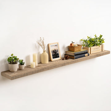 60 Inch Long Wood Floating Shelf, Solid Rustic Reclaimed Barnwood Planks 8 Inch Deep Floating Wall Mounted Shelves