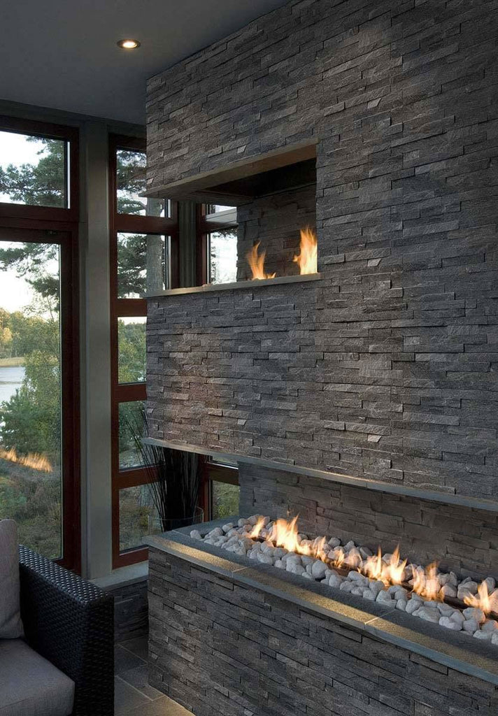 Coal Canyon 6 inch x 24 inch Natural Stone Ledger Wall Panel - 60 Pieces (60 Sqft) for Indoor & Outdoor, Fireplace