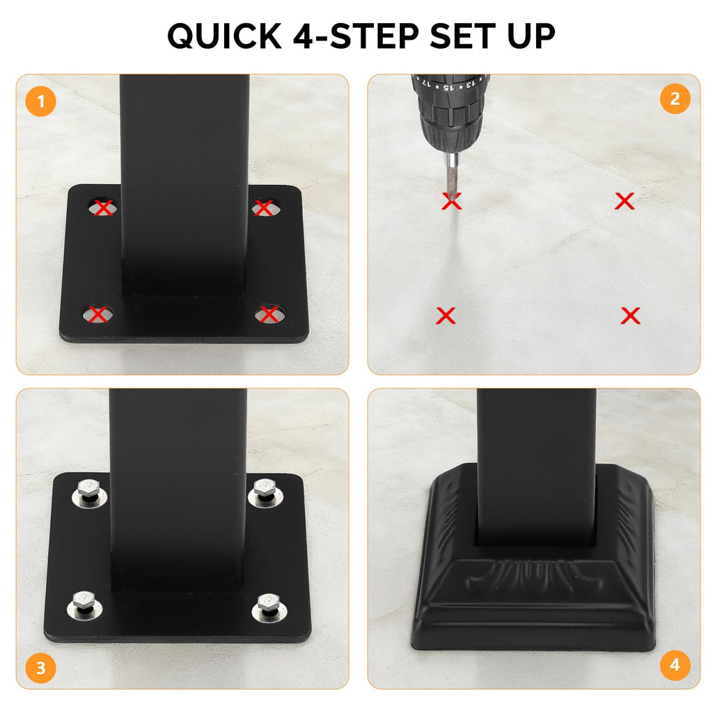 Handrails for Outdoor Steps, Stair Handrail Fits 1 to 5 Steps, Wrought Iron Hand Rail Stair Railing Kit for
