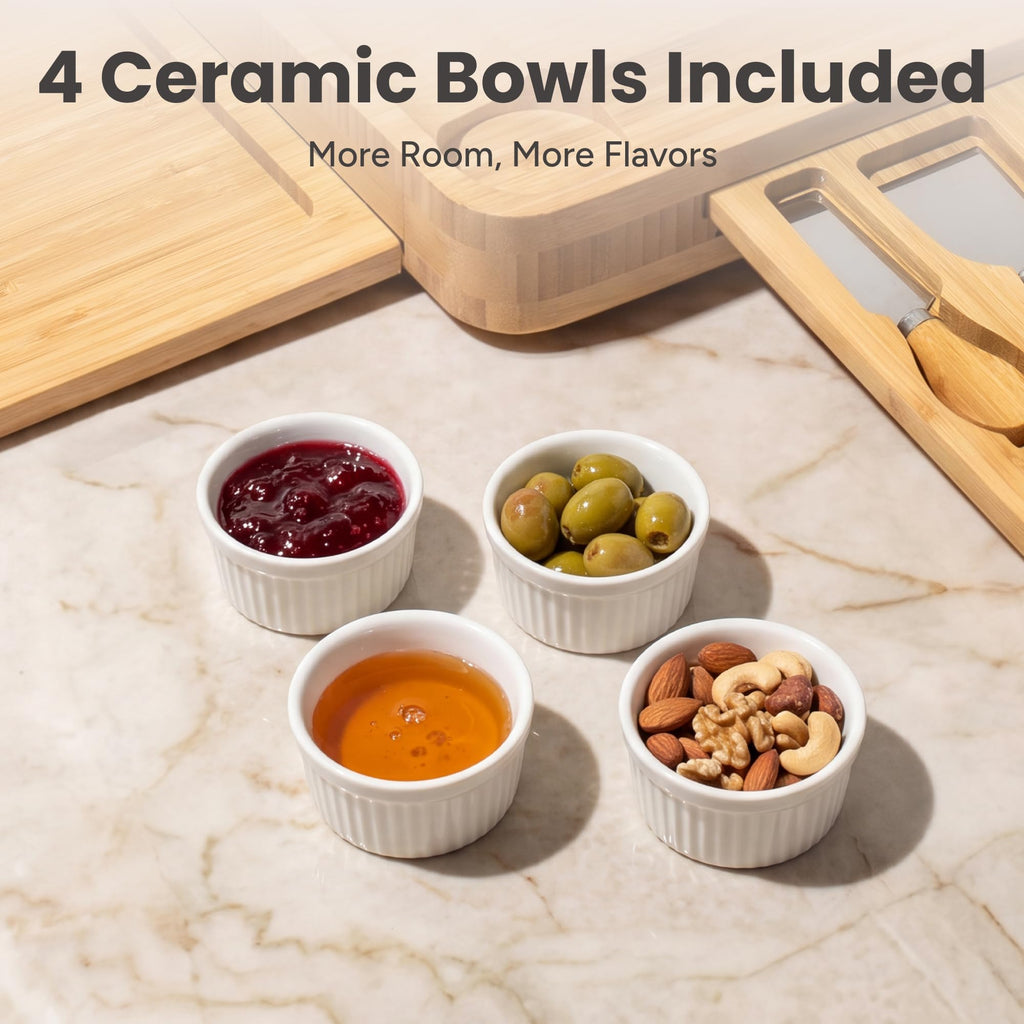 Charcuterie Boards Set, Large Cheese Board Set, Bamboo