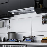 30 Inch Stainless Steel Range Hood Insert 900 CFM Low Noise 4 Speed Gesture & Touch Control