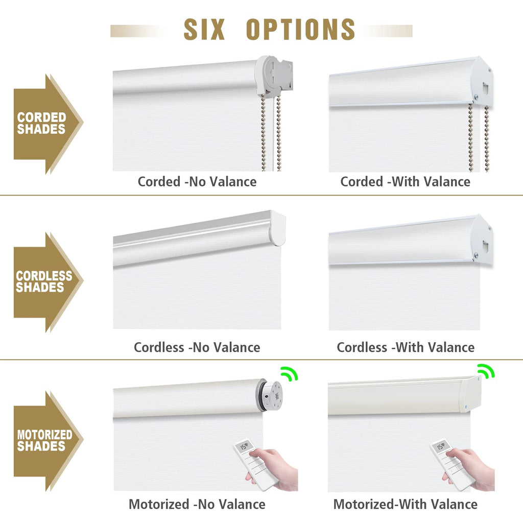 Blackout Window Blinds Roller Shades, White Custom Window Shades Elegant Roller Blinds, Energy Saving UV Protection
