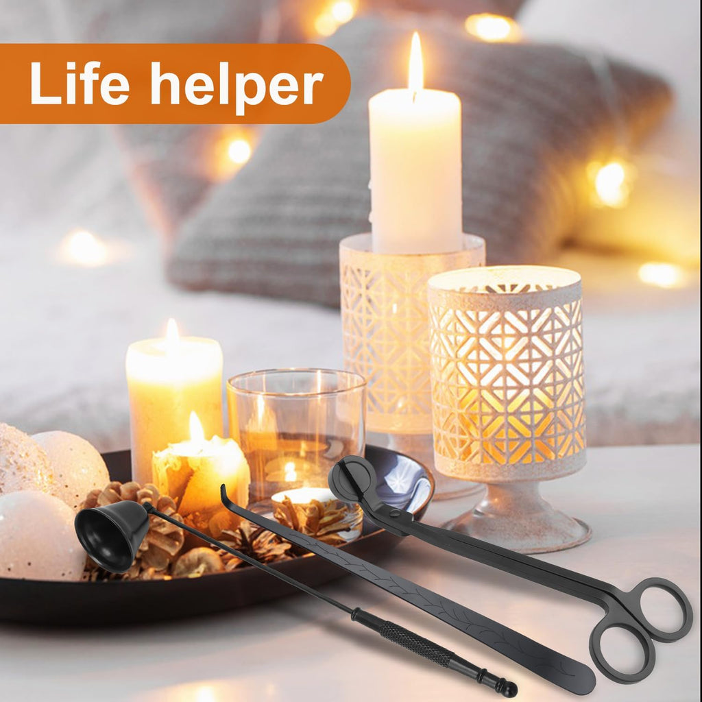 3 in 1 Candle Accessory Set(3 Set), Premium Candle Wick Trimmer, Candle Snuffer, Wick Dipper, Elegant Candle Care Kit