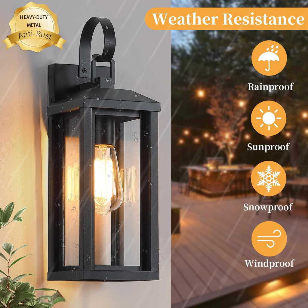 17" Large Outdoor Wall Lights 2-Pack, Matte Black