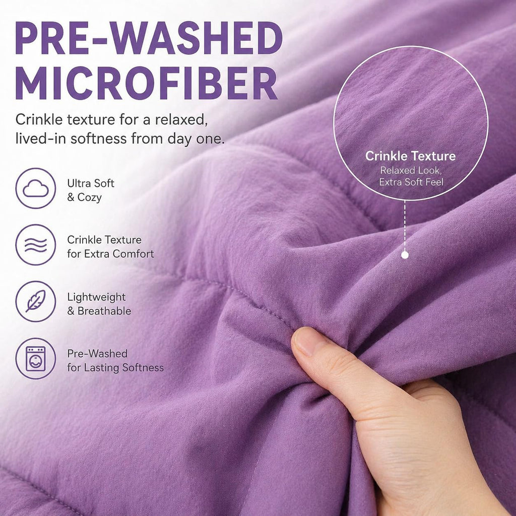 All Season Comforter - Ultra Soft Pre-Washed Microfiber Down Alternative Duvet Insert, Medium Weight, Fluffy, Box