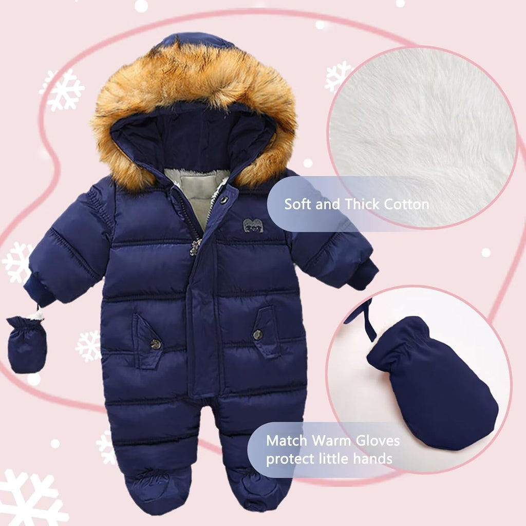 Baby Boys Girls Snowsuit Infant Toddler Cute Down Jackets Hooded Coat