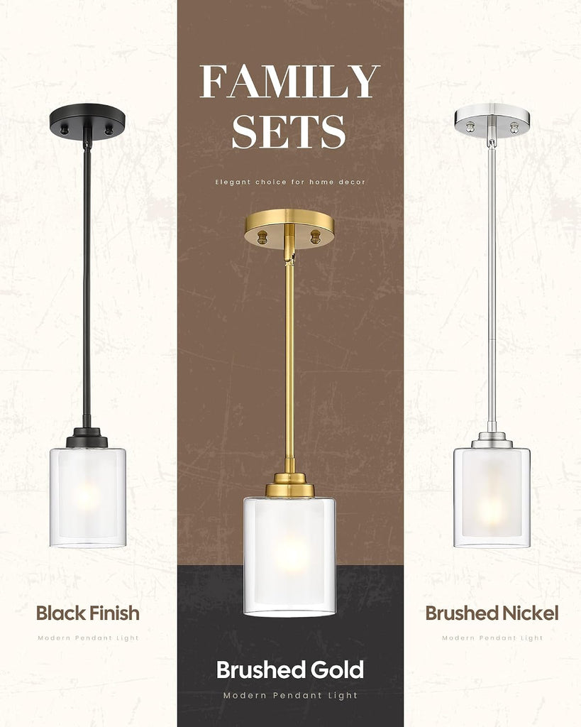 Modern Pendant Light,Brushed Gold Modern Pendant Light for Kitchen Island,Hanging Ceiling Light Fixture,Farmhouse