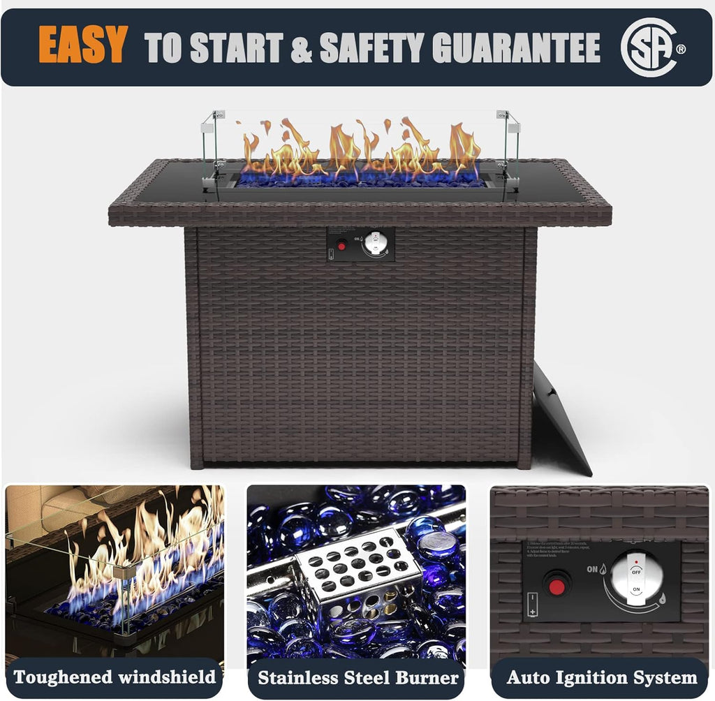 44 Inch Propane Gas Fire Pits Table for Outside Patio