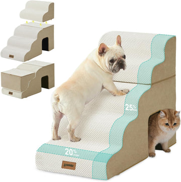 Dog Ramp for Large Dogs with Tunnel, 24" H 5 Steps for High Bed