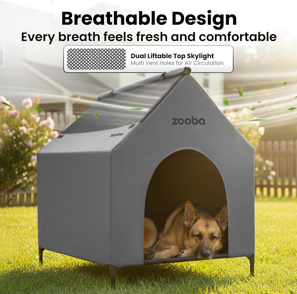 48" XL Outdoor Dog House - Weatherproof Elevated Pet Shelter