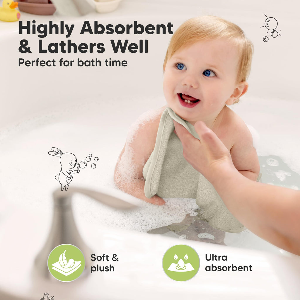 6-Pack Baby Washcloths, Soft Absorbent Washcloths for Face, Body (Stone)