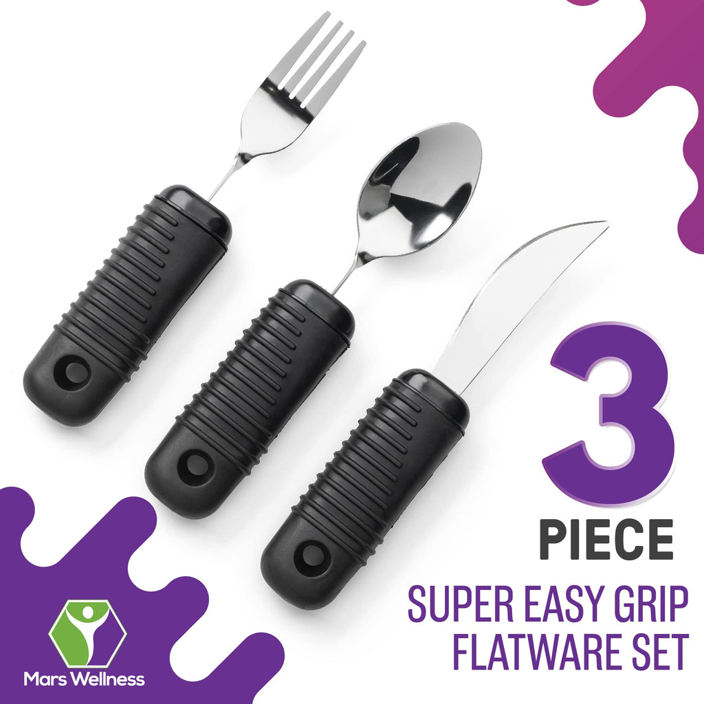 Weighted Utensils Set - 3-Piece Heavy Duty Adaptive Utensils, Hand Tremors