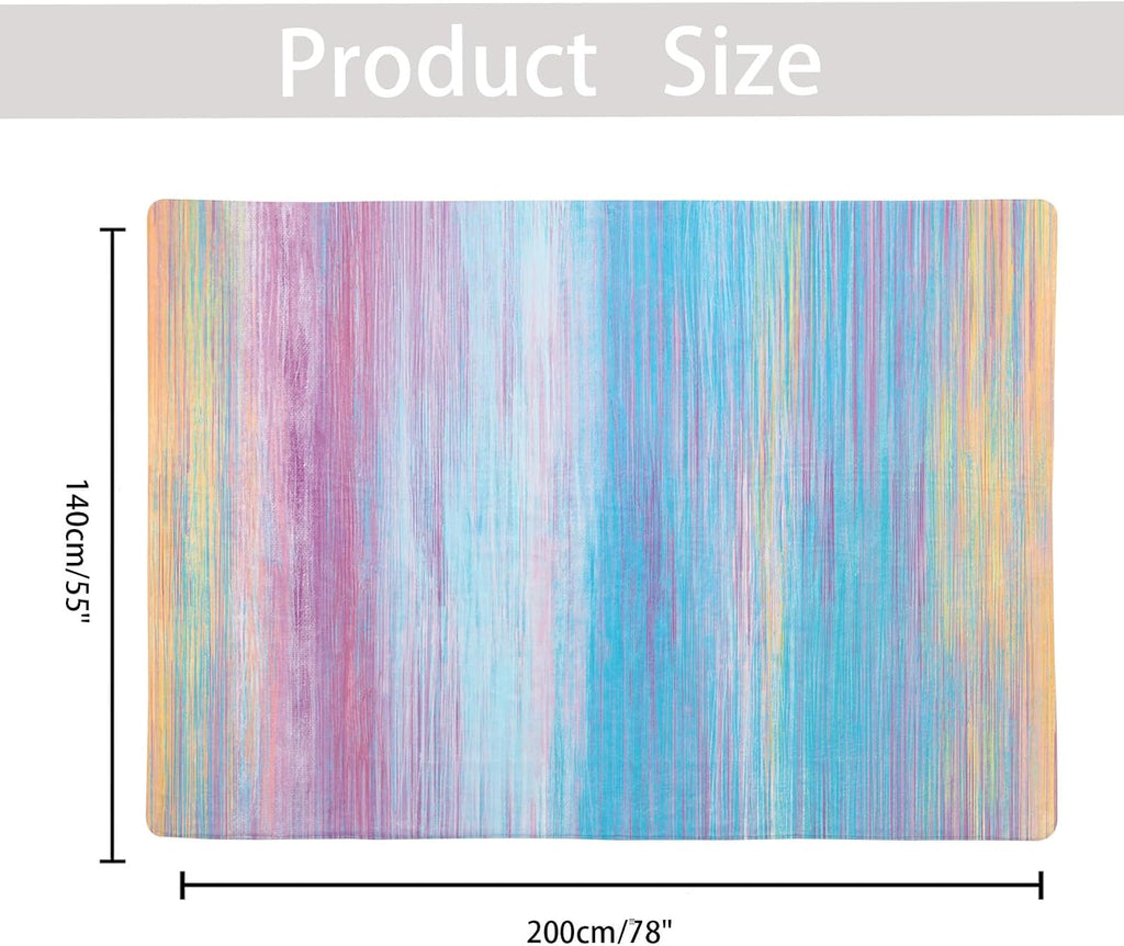 Colorful Rainbow Area Rug 5'x7'(55"x78") Soft Kids Rug Blue Striped Floor Mat Plush Fluffy Washable Carpet Playroom