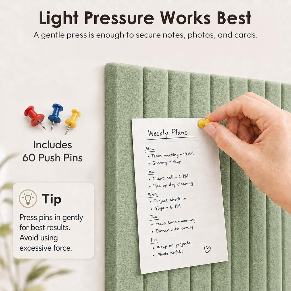 Ribbed Felt Bulletin Board Tiles, 12 Pack Sage Green Cork Board Alternative for Walls, Large Grooved Felt Wall Tiles
