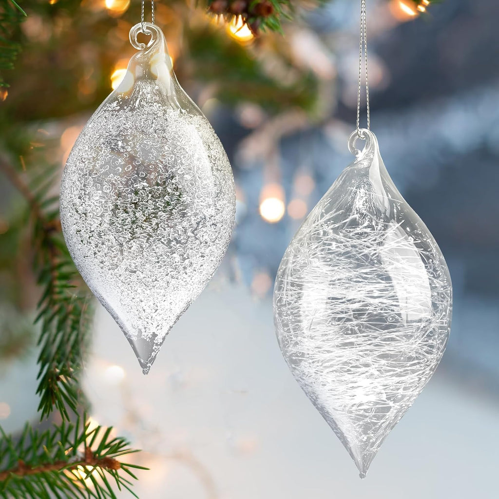 12 Pcs Clear Glass Christmas Ornaments for Xmas Tree, Bulb Ball