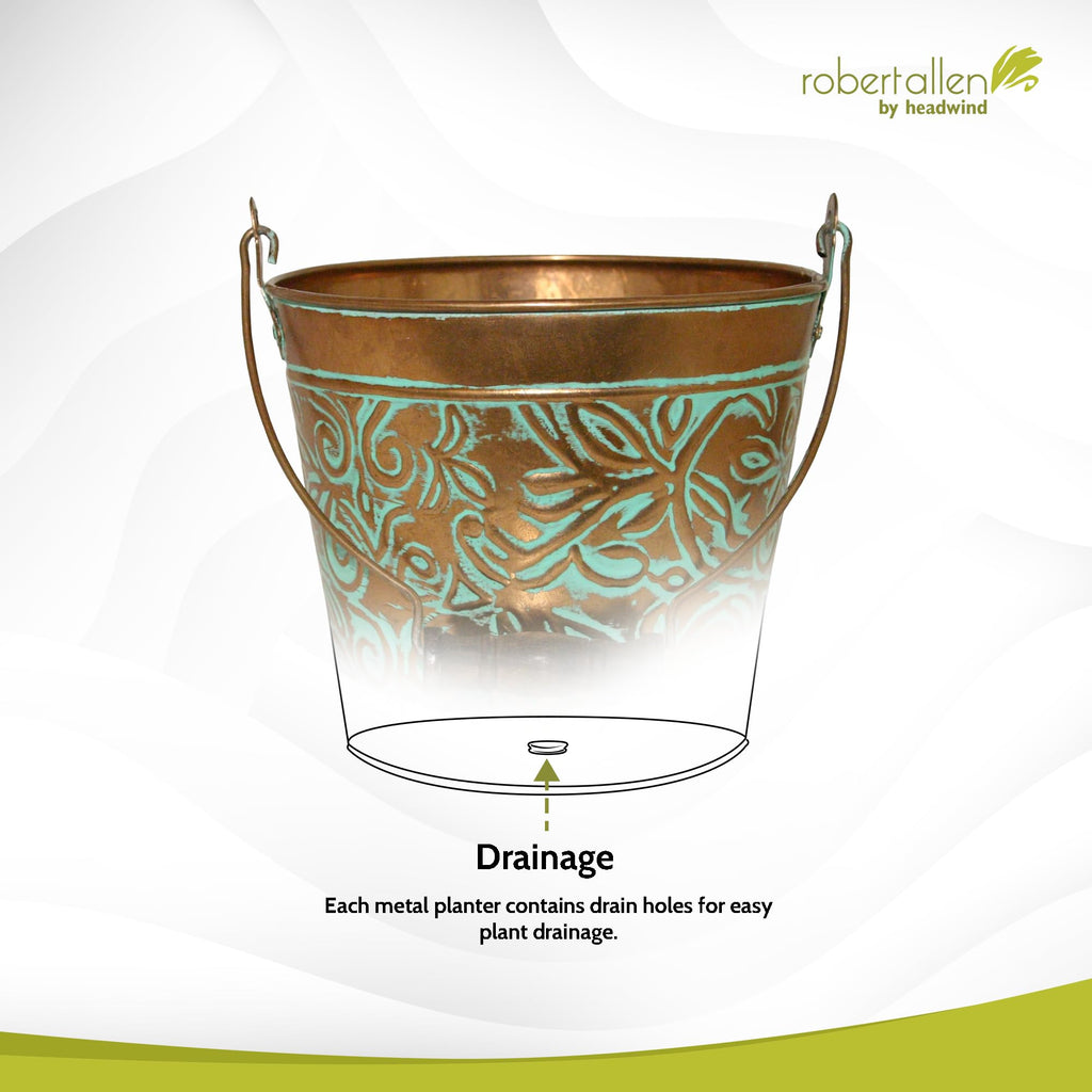 Vintage Collection 12 in Vintage Copper Bucket Planter