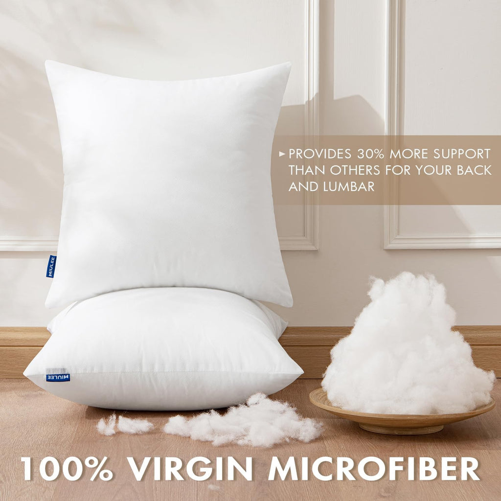 Throw Pillow Inserts 18x18 Inches with 100% Virgin Filling - Set of 2