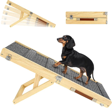 2026 Upgraded Small Dog Ramp for Couch Foldable, 5 Ajustable Height