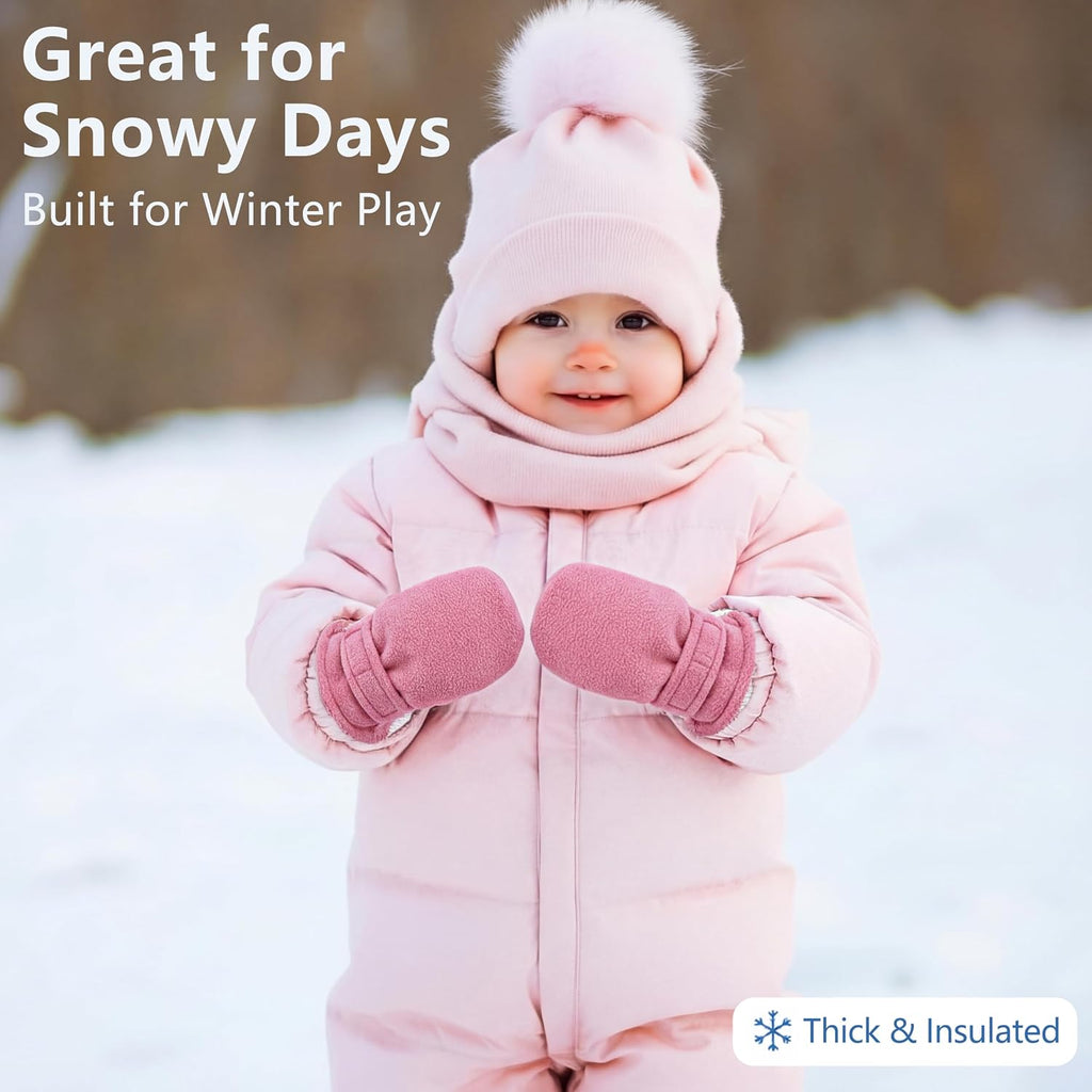 Baby Winter Mittens for Boys and Girls, Fleece Lined Warm Snow Gloves for Kids, Ideal for Cold Weather Gifts