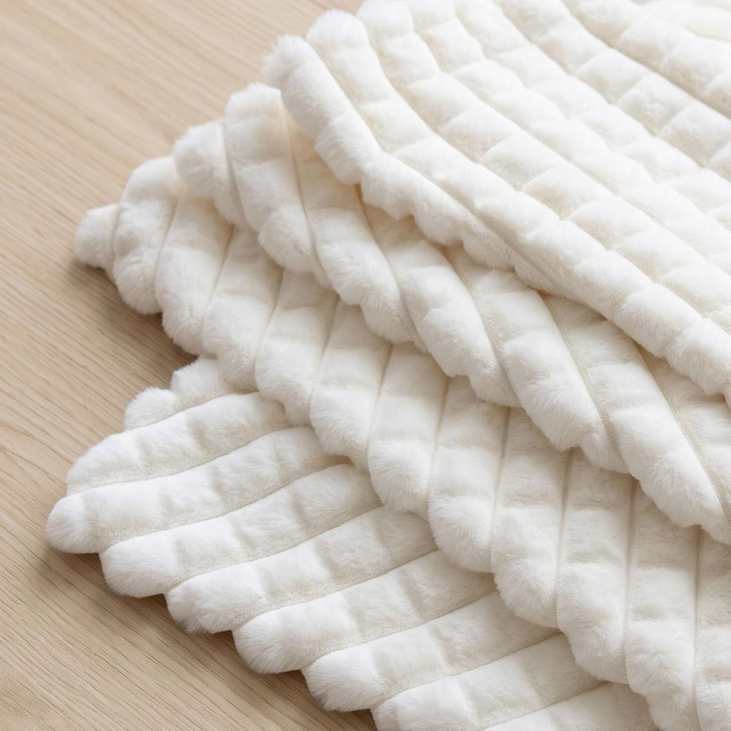 Christmas Tree Skirt, 60-Inch White Faux Fur Decor