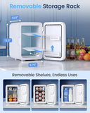 10L Compact Mini Fridge, Portable Small Refrigerator, Small Cosmetics Cooler, 2.6 Gal Mini Fridge with AC/DC Adapters