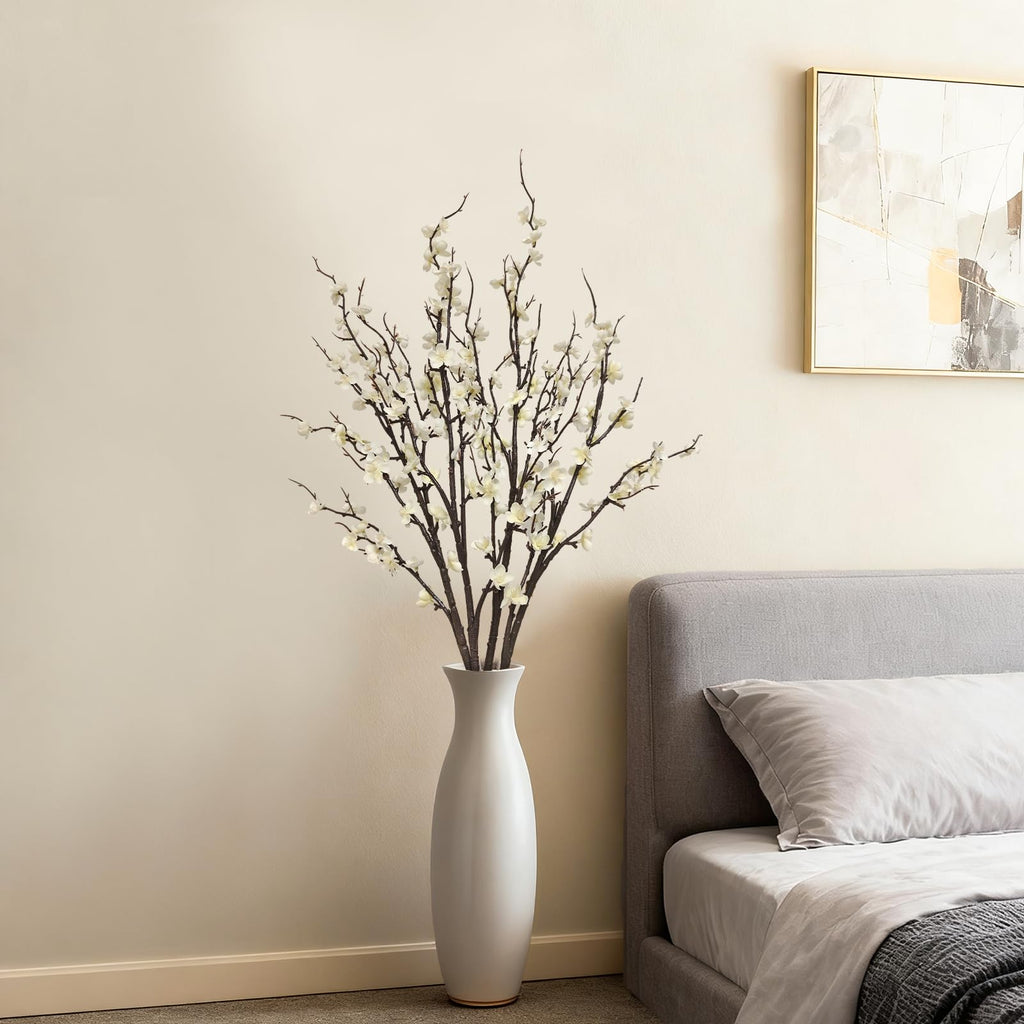 4 Pcs Cherry Blossom Branches 39 Inch White Fake Flowers