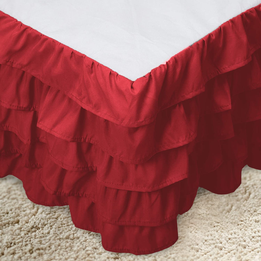 Comfort Leila Collection Multi-Ruffle Bed Skirt, 1500 Thread Count Egyptian Quality, Easy Fit Dust Ruffle, 15 inch