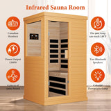 Far Infrared Sauna Home Sauna Spa Room Canadian Hemlock Wood 1200W Indoor Saunas Low EMF 110V with 7 Color Light and