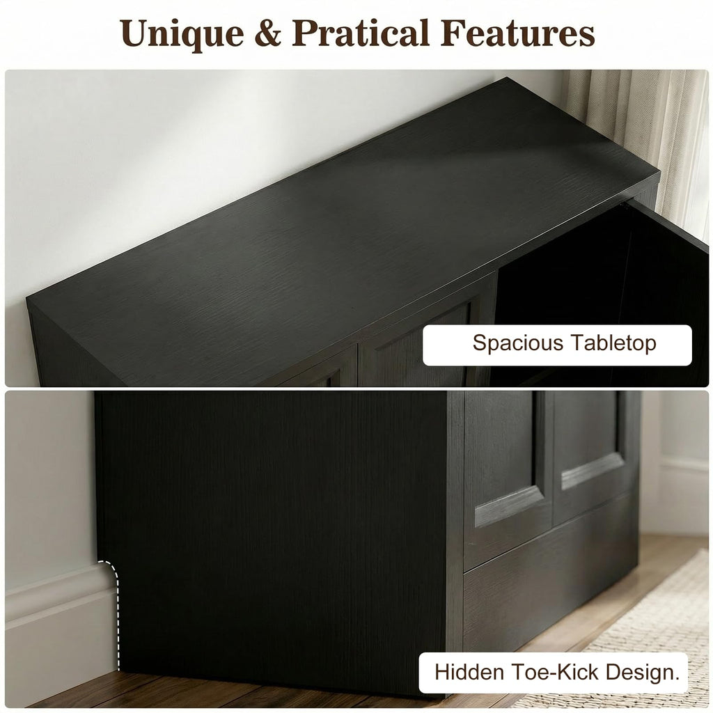 39" Modular Buffet Sideboard Cabinet, Expandable Storage Cabinet System, 3-Door Coffee Bar Cabinet with Adjustable