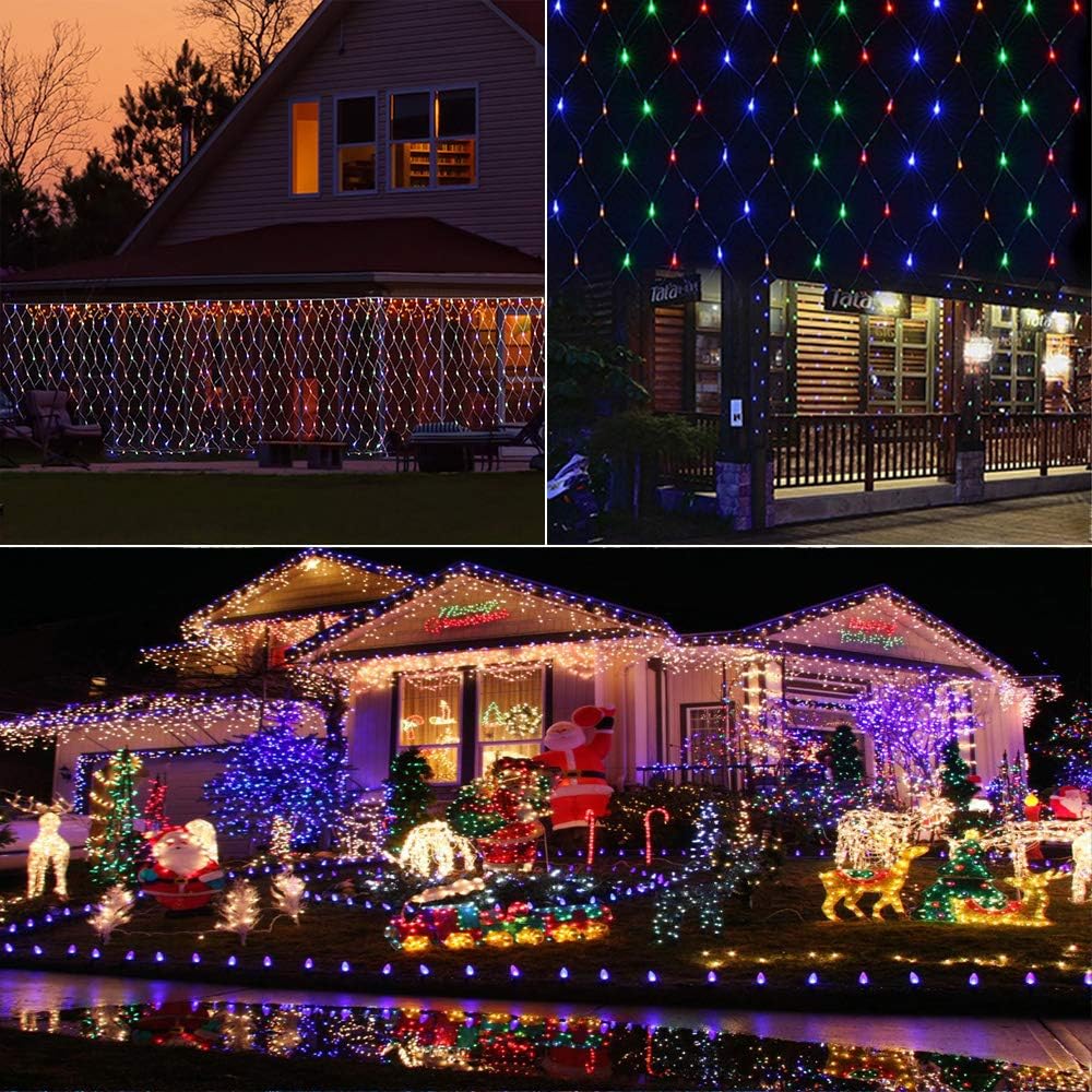 12ft x 5ft 360 LED Christmas Net Lights, 8 Modes Low Voltage Mesh Christmas Decorative Lights for Xmas Trees, Bushes