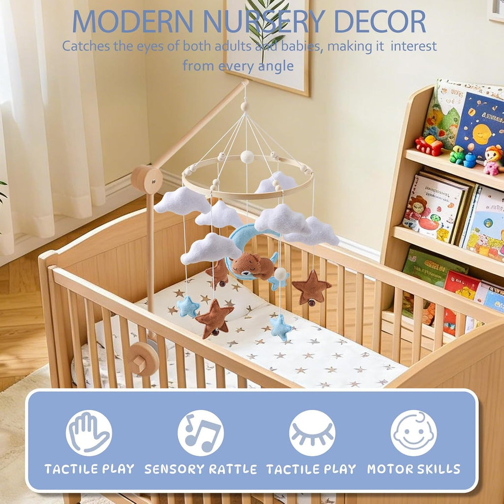 Baby Mobile for Crib - Hanging Felt Nursery Mobile - Fits Most Crib Arms - Gender-Neutral Boho Nursery Decor & Baby