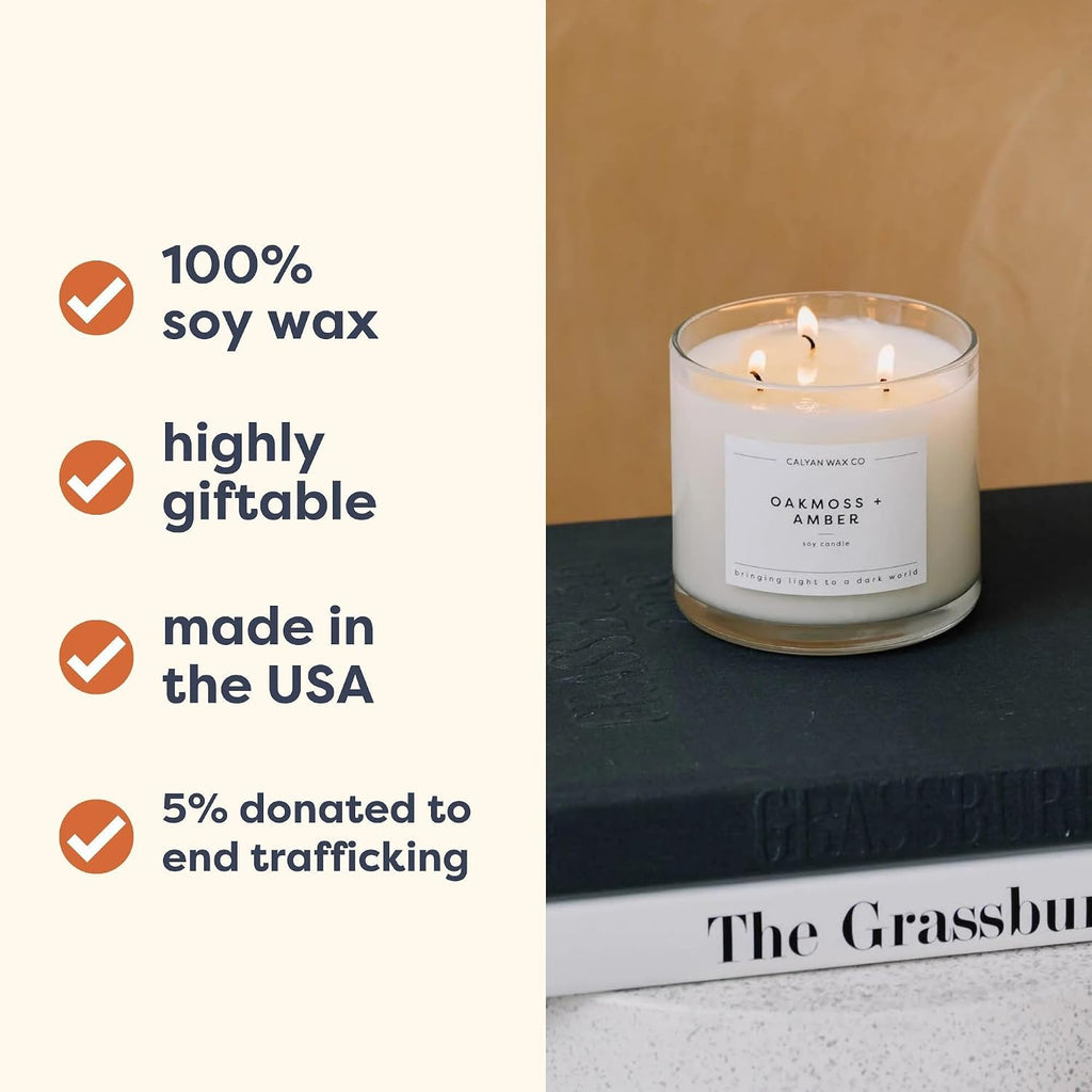 Everyday 3 Wick Scented Candle Gift Set - 4 Luxury Scented Candles - 43 Hour Burn - 3 Wick Clean Soy Wax Candles