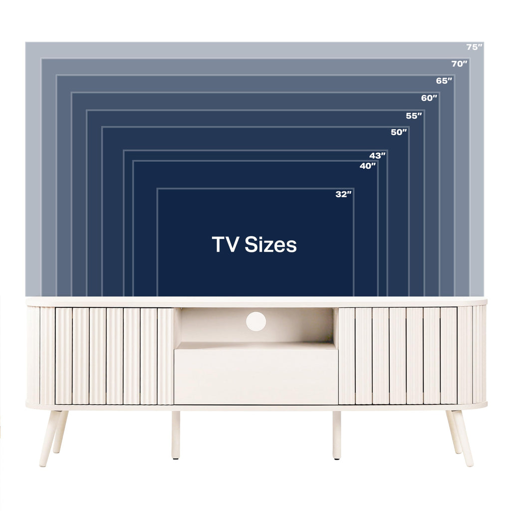 Damien 70" Curved Fluted TV Stand for TVs Up to 75", Off-White