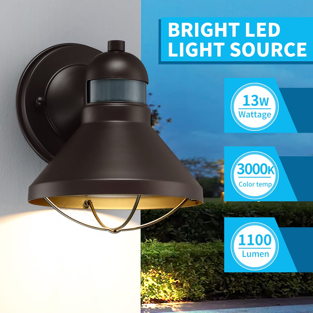 2 Pack Dusk to Dawn Motion Sensor Outdoor LED Wall Light Fixtures