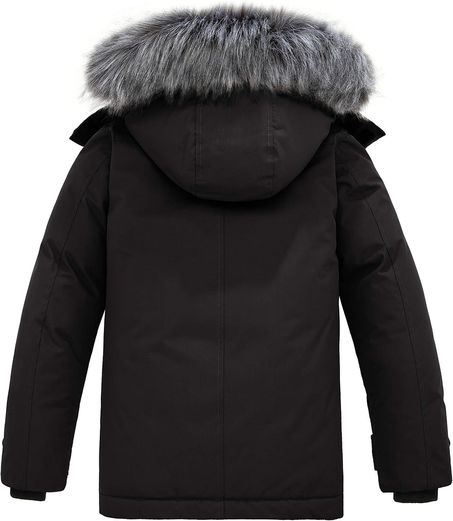 Boys' Winter Coat Waterproof Puffer Jacket Fleece-Lined Parka Hooded