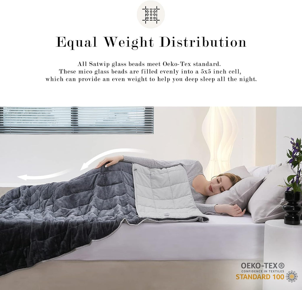 Grey Weighted Blanket 15 Pounds, Fuzzy Warm Flannel Throw Blanket with Soft Breathable Sanded, 48 x 72 inches, Grey