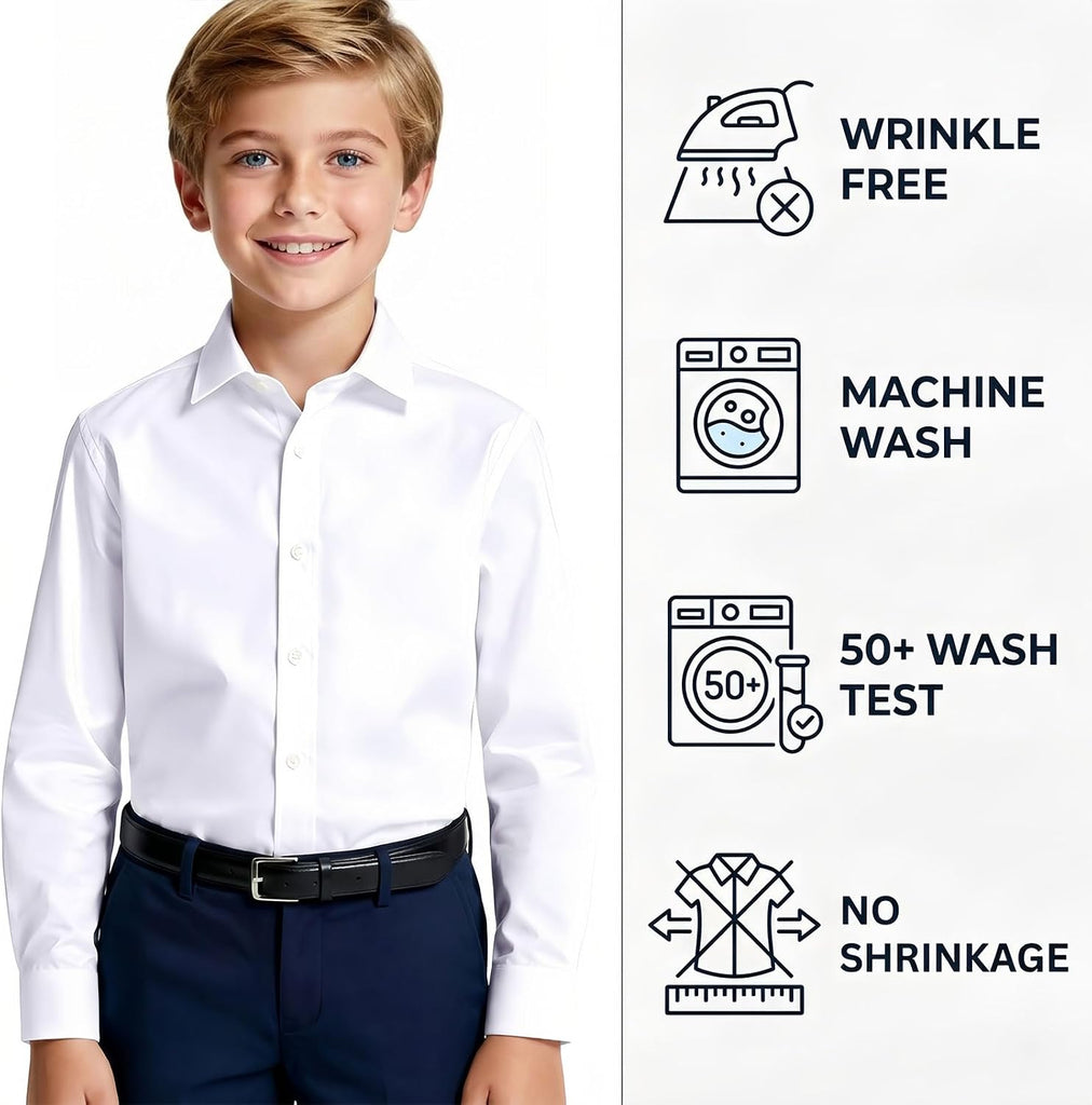 Boys Button Down Shirt Long Sleeve Dress Shirts Way Stretch