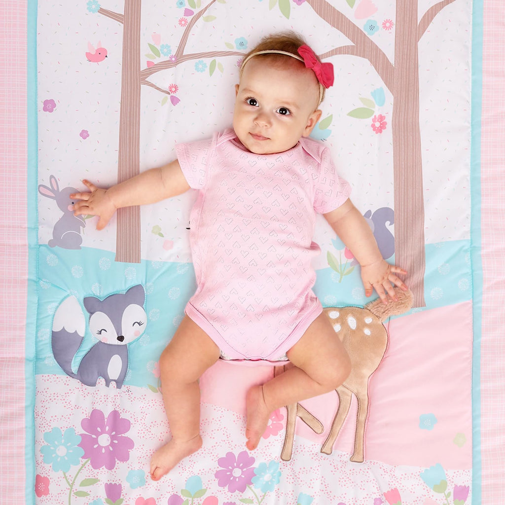 Crib Bedding Set for Girl 3 Piece Woodland Baby Girl Crib Bedding Set