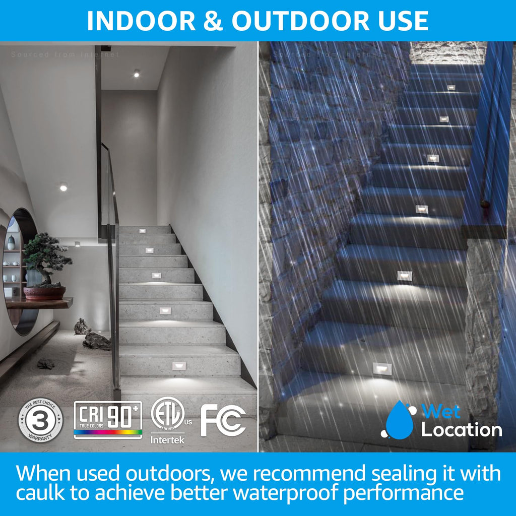 5CCT 120V LED Step Lights, Horizontal, White