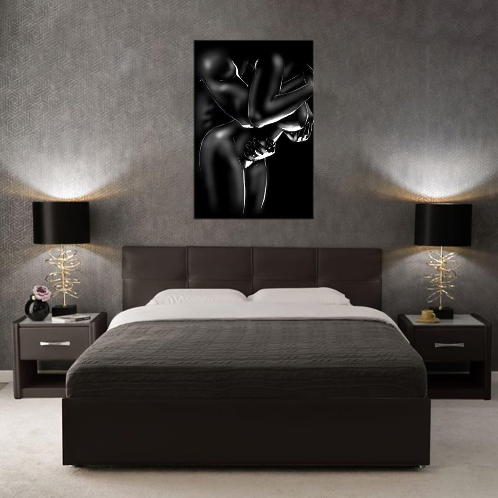 Sexy Wall Art Black and White Naked Woman and Man Pictures Abstract Canvas Prints Bathroom Party Wall Decoration