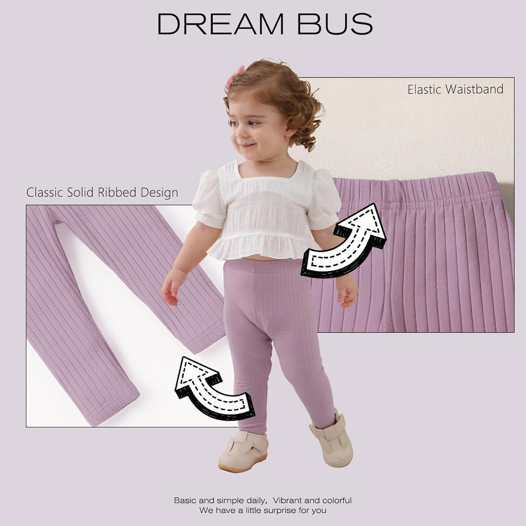 5 Pack Toddler Girl Leggings Ribbed Cotton Stretch Pants